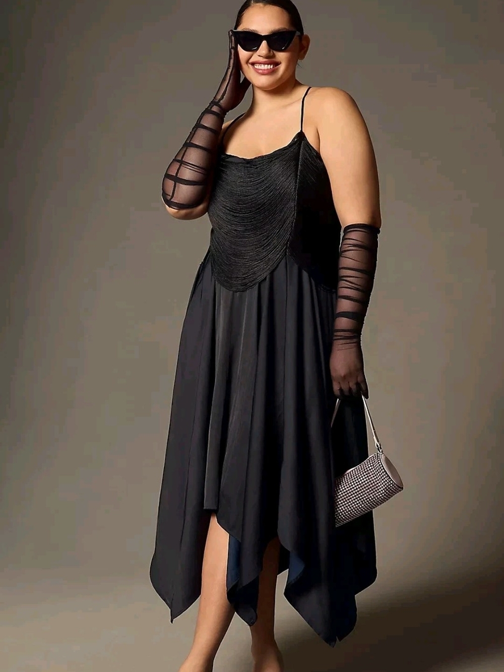 NWT Anthropologie Fringed Bodice Showstopper Black Midi Dress. Size 12 - Picture 9 of 9